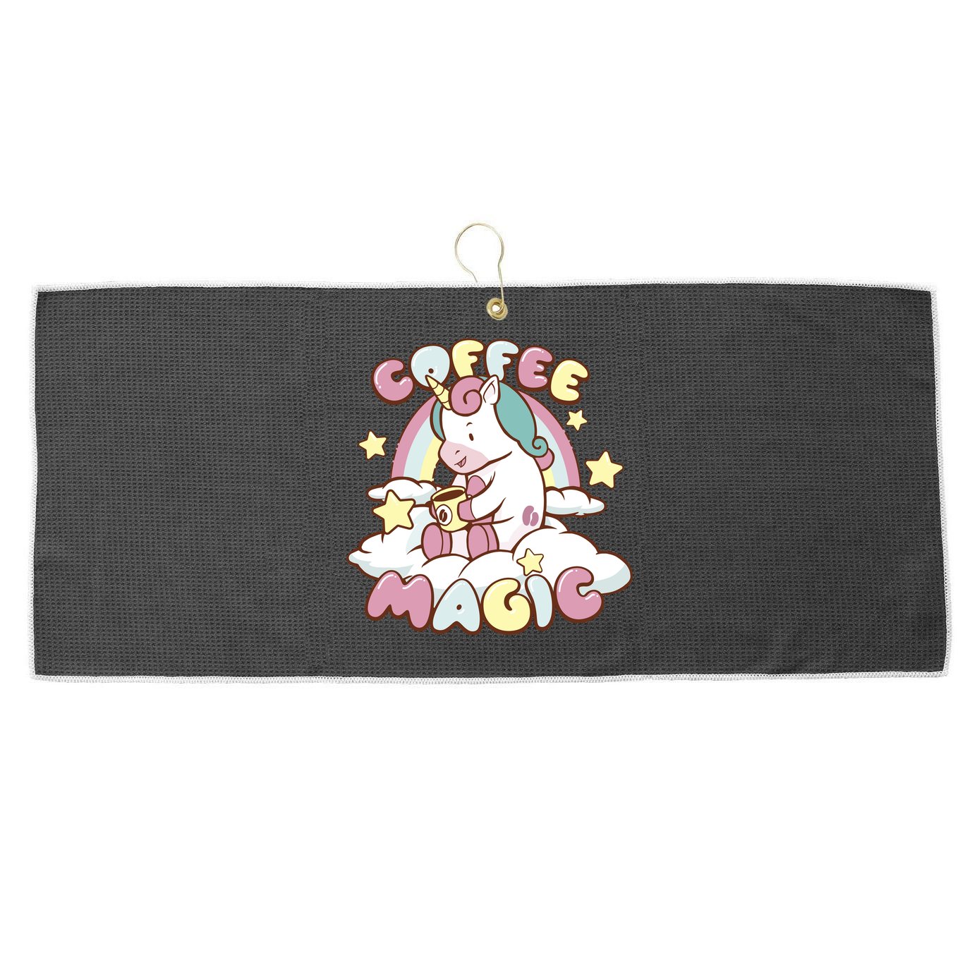Coffee Magic Unicorn Large Microfiber Waffle Golf Towel