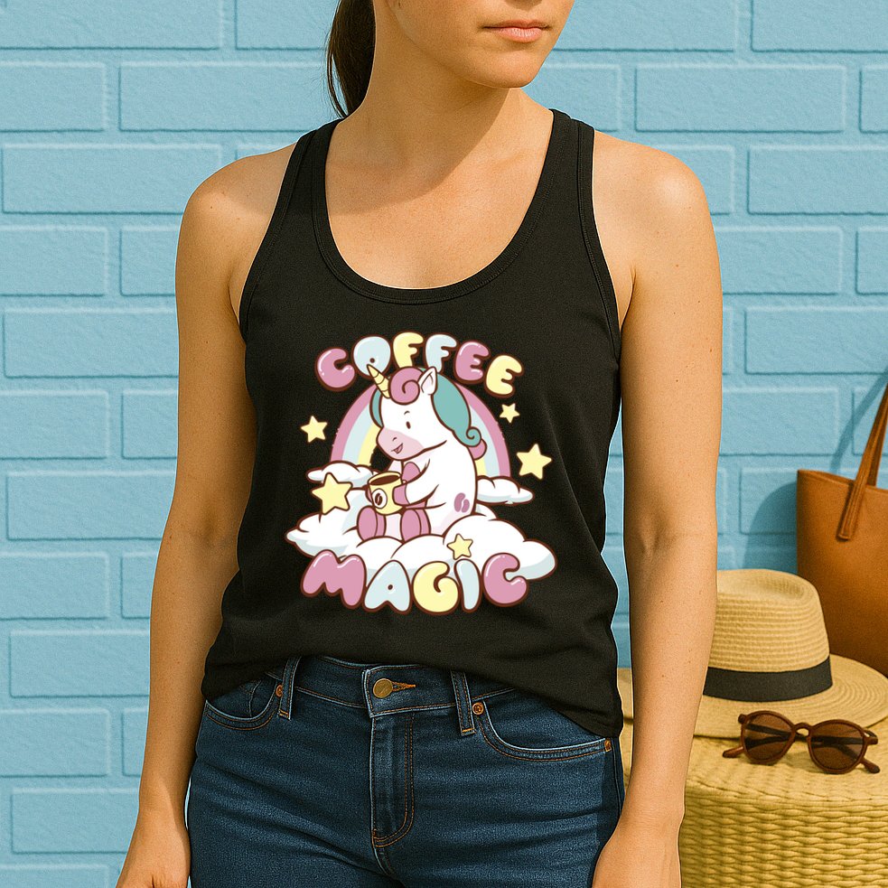 Coffee Magic Unicorn Womens Tank Top