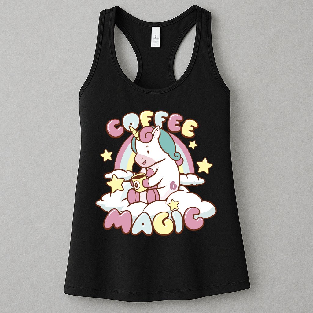 Coffee Magic Unicorn Womens Tank Top