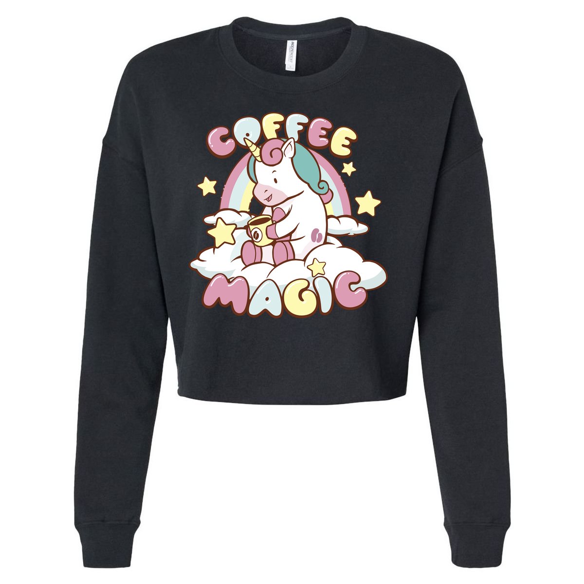 Coffee Magic Unicorn Cropped Pullover Crew