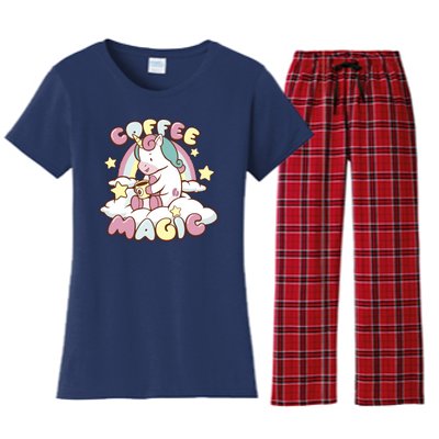 Coffee Magic Unicorn Women's Flannel Pajama Set