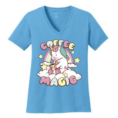 Coffee Magic Unicorn Women's V-Neck T-Shirt