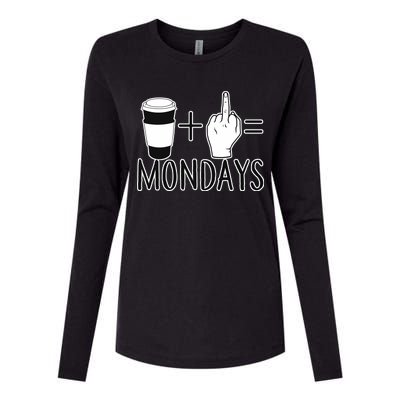 Coffee Plus Middle Finger Equals Monday Womens Cotton Relaxed Long Sleeve T-Shirt