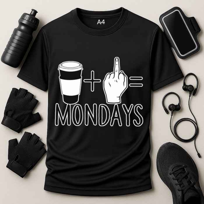 Coffee Plus Middle Finger Equals Monday Cooling Performance Crew T-Shirt