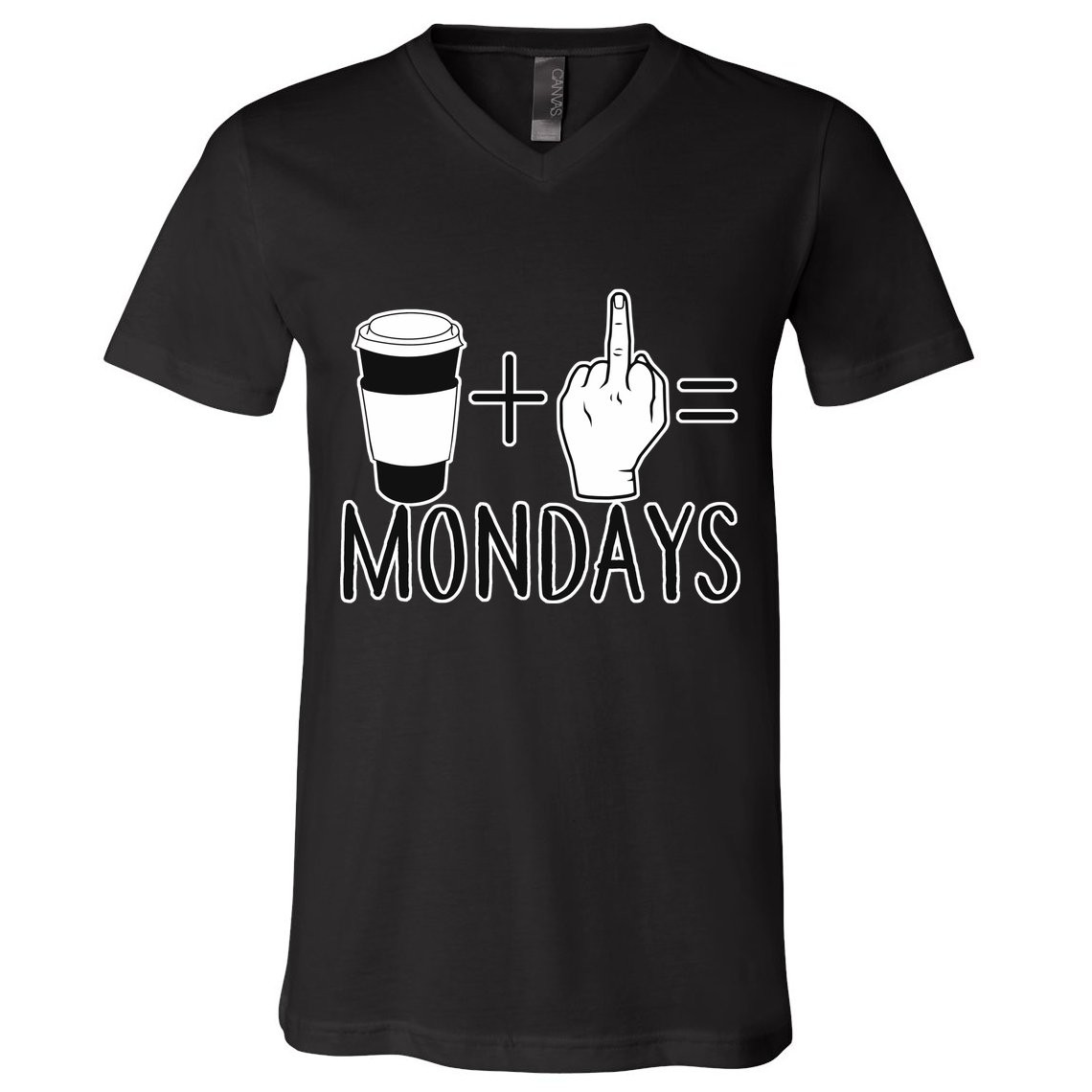 Coffee Plus Middle Finger Equals Monday V-Neck T-Shirt
