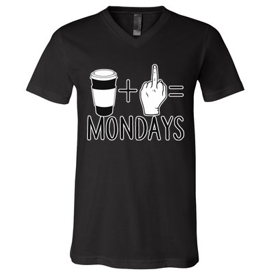 Coffee Plus Middle Finger Equals Monday V-Neck T-Shirt