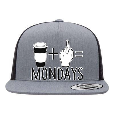 Coffee Plus Middle Finger Equals Monday Flat Bill Trucker Hat