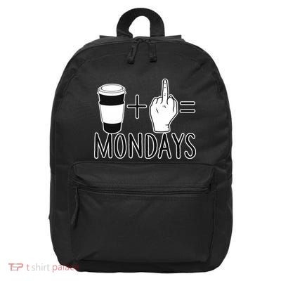 Coffee Plus Middle Finger Equals Monday 16 in Basic Backpack
