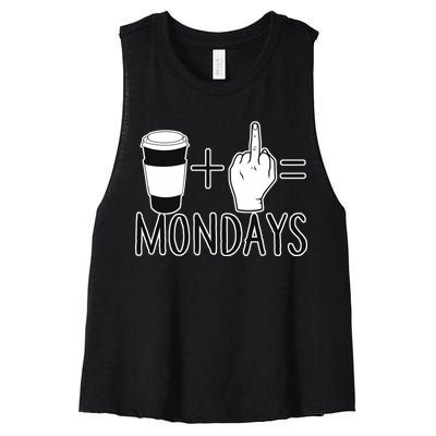 Coffee Plus Middle Finger Equals Monday Women's Racerback Cropped Tank