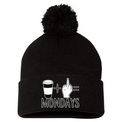 Coffee Plus Middle Finger Equals Monday Pom Pom 12in Knit Beanie