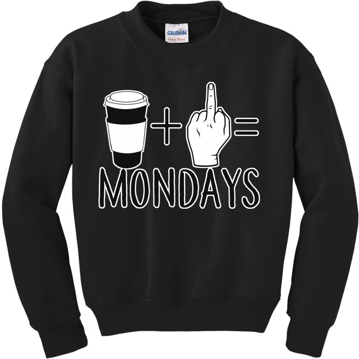 Coffee Plus Middle Finger Equals Monday Kids Sweatshirt