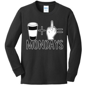 Coffee Plus Middle Finger Equals Monday Kids Long Sleeve Shirt