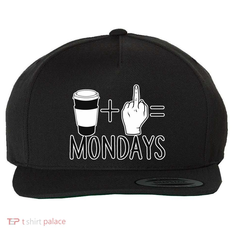 Coffee Plus Middle Finger Equals Monday Wool Snapback Cap