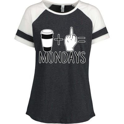 Coffee Plus Middle Finger Equals Monday Enza Ladies Jersey Colorblock Tee