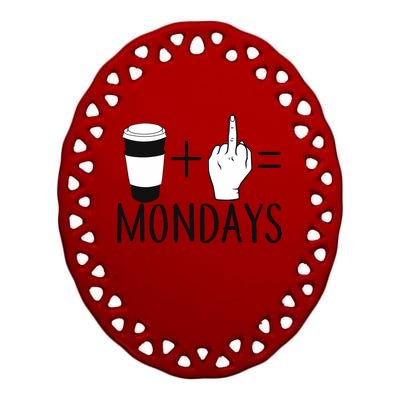 Coffee Plus Middle Finger Equals Monday Ceramic Oval Ornament