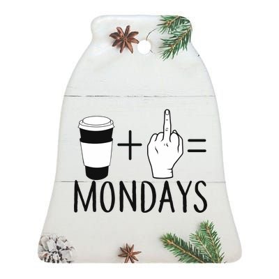 Coffee Plus Middle Finger Equals Monday Ceramic Bell Ornament