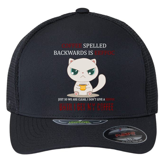 Coffee Spelled Backwards EEFOC Flexfit Unipanel Trucker Cap