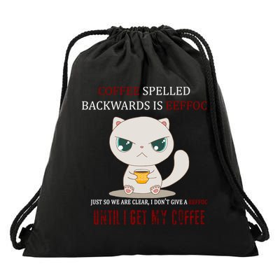 Coffee Spelled Backwards EEFOC Drawstring Bag