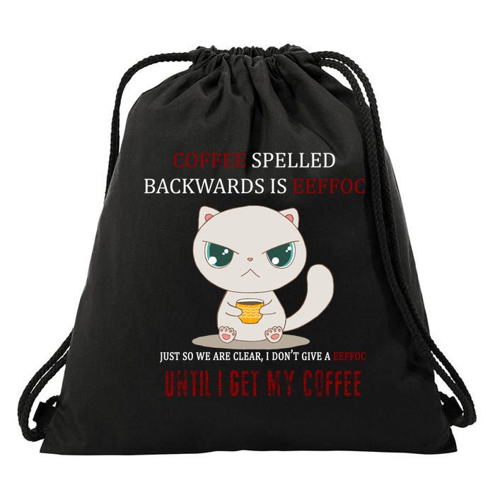 Coffee Spelled Backwards EEFOC Drawstring Bag