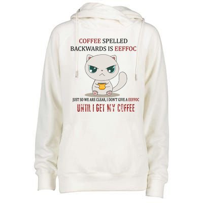 Coffee Spelled Backwards EEFOC Womens Funnel Neck Pullover Hood