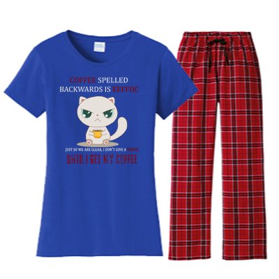 Coffee Spelled Backwards EEFOC Women's Flannel Pajama Set