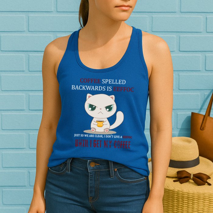 Coffee Spelled Backwards EEFOC Womens Tank Top