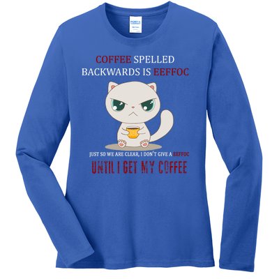 Coffee Spelled Backwards EEFOC Ladies Long Sleeve Shirt