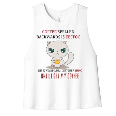 Coffee Spelled Backwards EEFOC Women's Racerback Cropped Tank