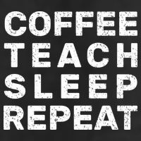 Coffee Teach Sleep Repeat 7 Panel Mesh Trucker Snapback Hat