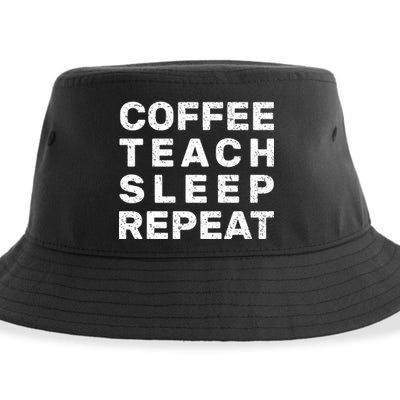 Coffee Teach Sleep Repeat Sustainable Bucket Hat