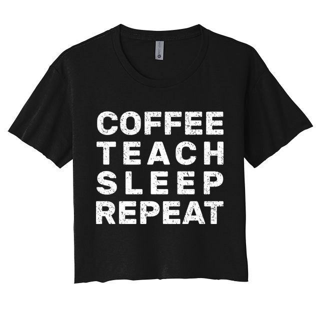 Coffee Teach Sleep Repeat Crop Top