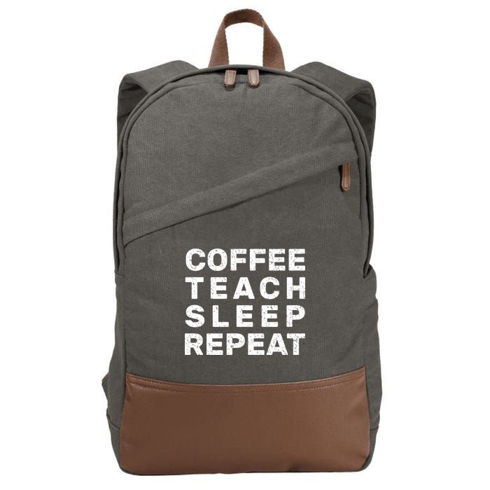 Coffee Teach Sleep Repeat Cotton Canvas Backpack