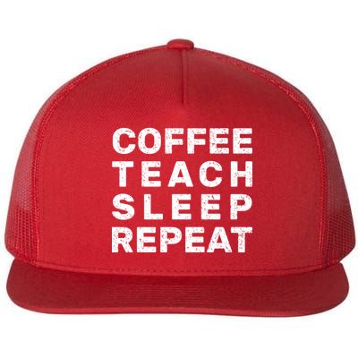 Coffee Teach Sleep Repeat Flatbill Hat