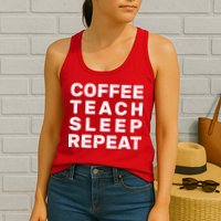 Coffee Teach Sleep Repeat Womens Tank Top