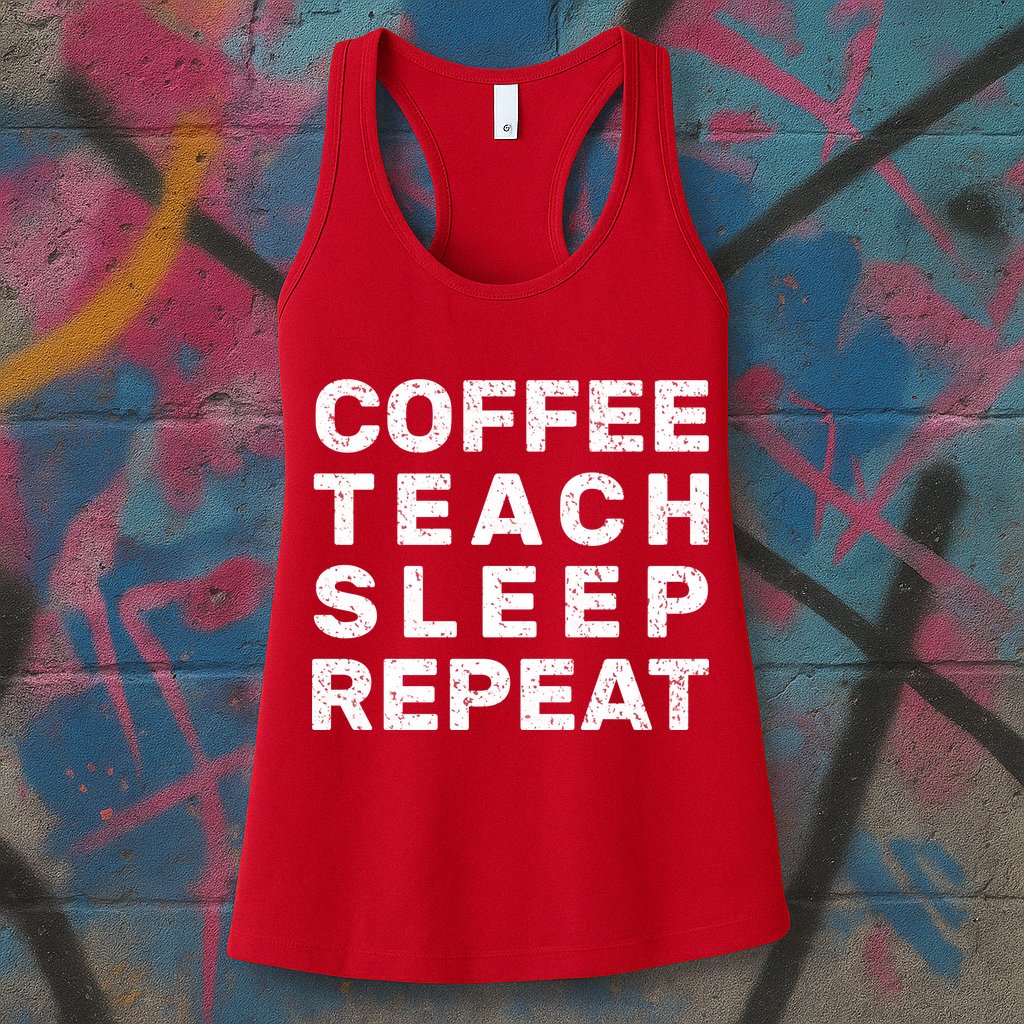 Coffee Teach Sleep Repeat Womens Tank Top