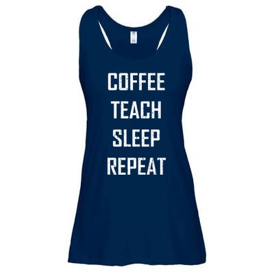 Coffee Teach Sleep Repeat Funny Teacher Ladies Essential Flowy Tank