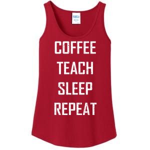 Coffee Teach Sleep Repeat Funny Teacher Ladies Essential Tank