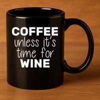 Coffee Unless It's Time For Wine 11oz C Handle Ceramic Mug