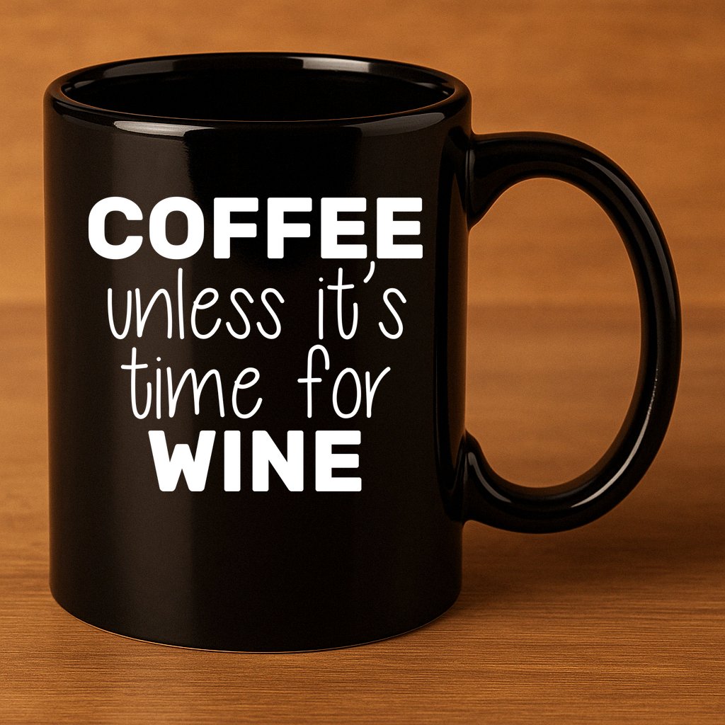 Coffee Unless It's Time For Wine 11oz C Handle Ceramic Mug