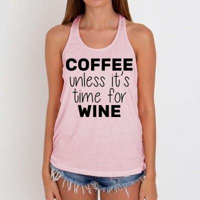 Coffee Unless It's Time For Wine Women's Knotted Racerback Tank