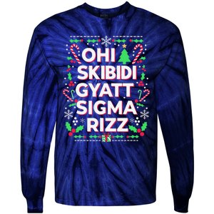 Christmas Ohiskibidi Gyattsigma Rizz Gen Alpha Xmas Party Tie-Dye Long Sleeve Shirt