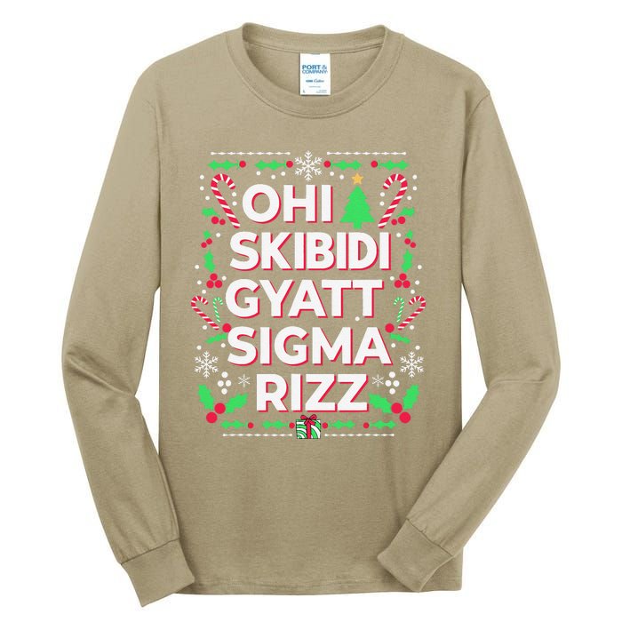 Christmas Ohiskibidi Gyattsigma Rizz Gen Alpha Xmas Party Tall Long Sleeve T-Shirt