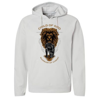 Child Of God Warrior Of Christ Jesus Christian Faith Graphic Performance Fleece Hoodie