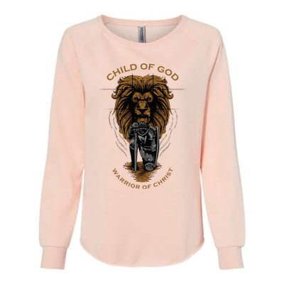 Child Of God Warrior Of Christ Jesus Christian Faith Graphic Womens California Wash Sweatshirt