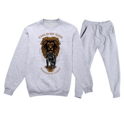 Child Of God Warrior Of Christ Jesus Christian Faith Graphic Premium Crewneck Sweatsuit Set