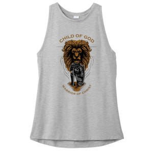 Child Of God Warrior Of Christ Jesus Christian Faith Graphic Ladies PosiCharge Tri-Blend Wicking Tank