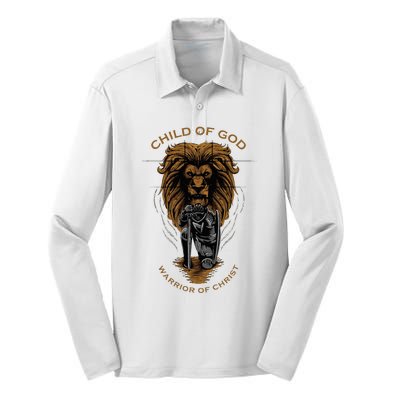 Child Of God Warrior Of Christ Jesus Christian Faith Graphic Silk Touch Performance Long Sleeve Polo