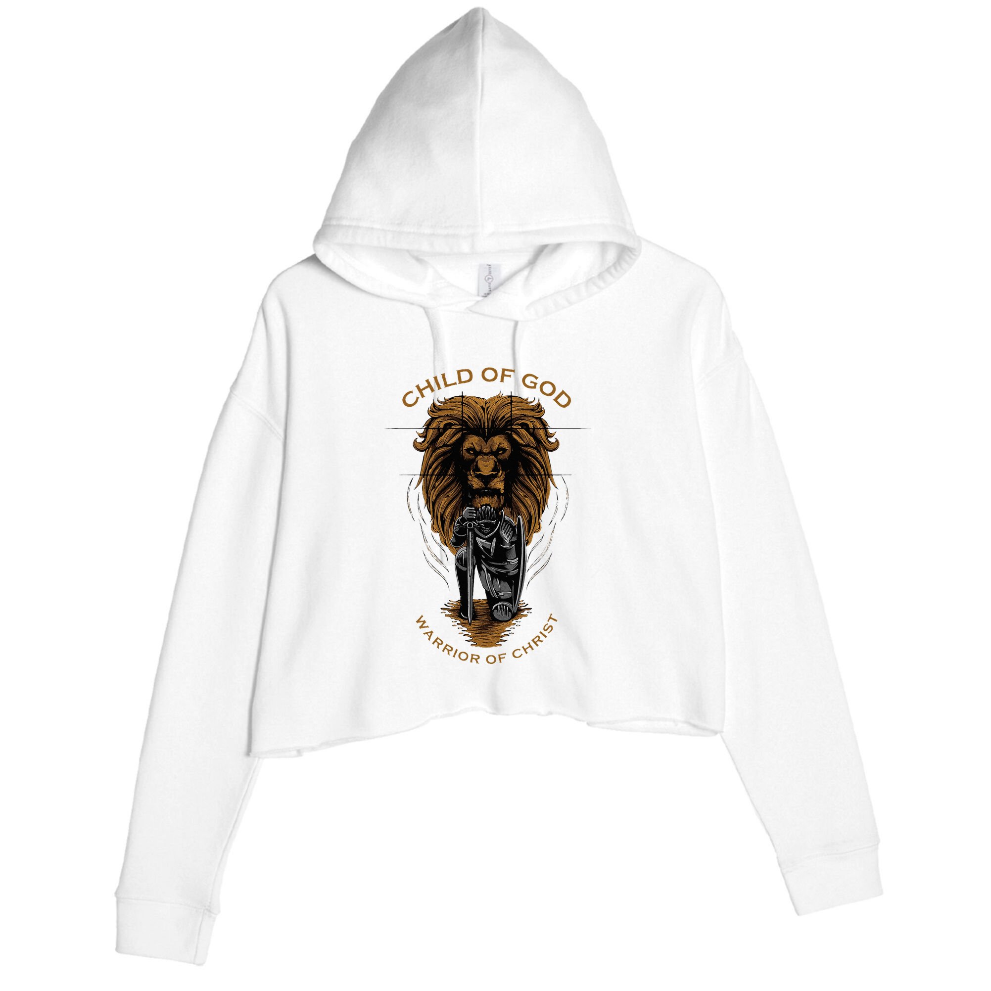 Child Of God Warrior Of Christ Jesus Christian Faith Graphic Crop Fleece Hoodie