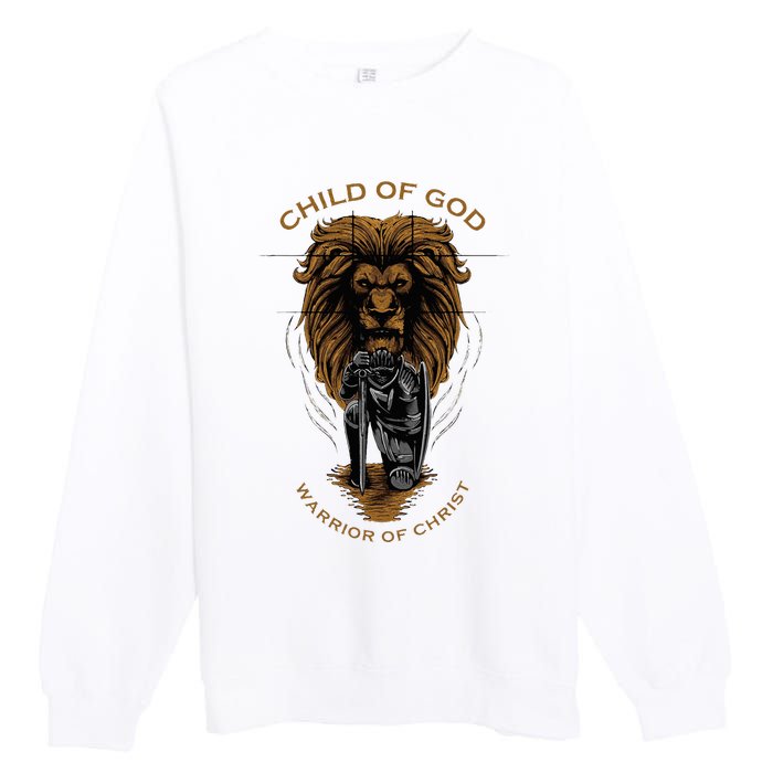 Child Of God Warrior Of Christ Jesus Christian Faith Graphic Premium Crewneck Sweatshirt