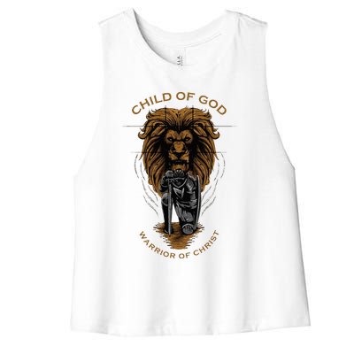 Child Of God Warrior Of Christ Jesus Christian Faith Graphic Women's Racerback Cropped Tank